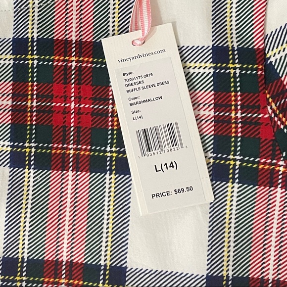 New with tags. Vineyard vines ruffle sleeve holiday dress. Youth large - Picture 2 of 5